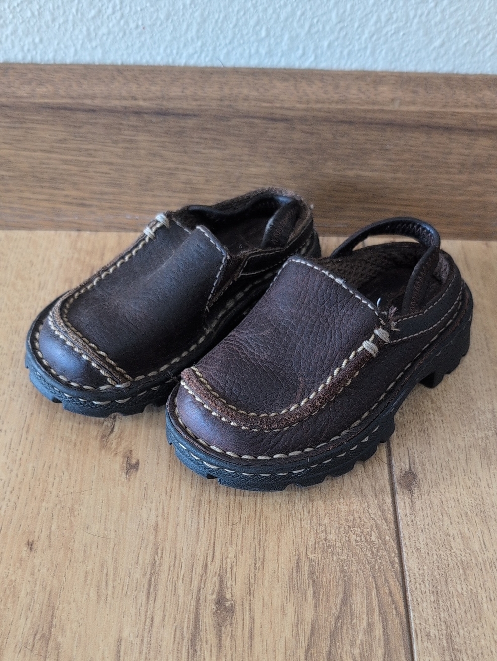 Smart Fit Kids Dark Brown Leather Moccasin Clogs